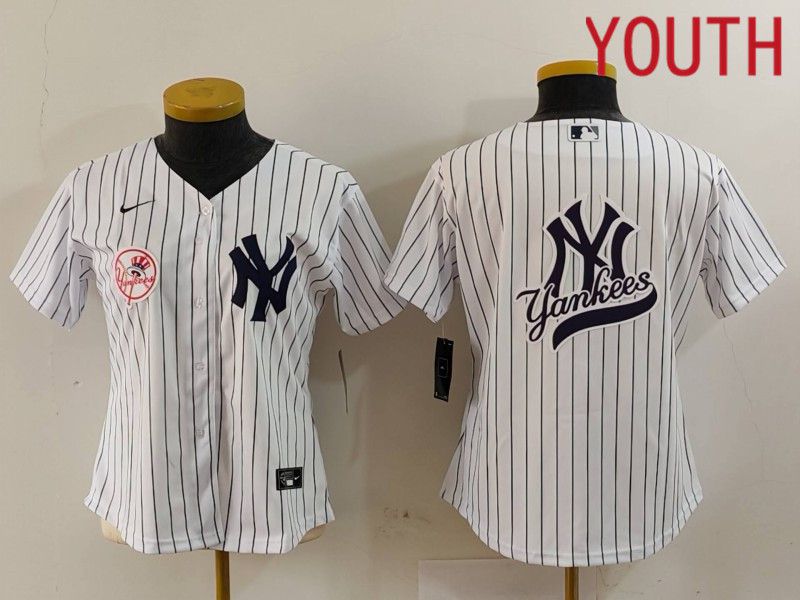 Youth New York Yankees Blank White stripe Game 2024 Nike MLB Jersey style 11